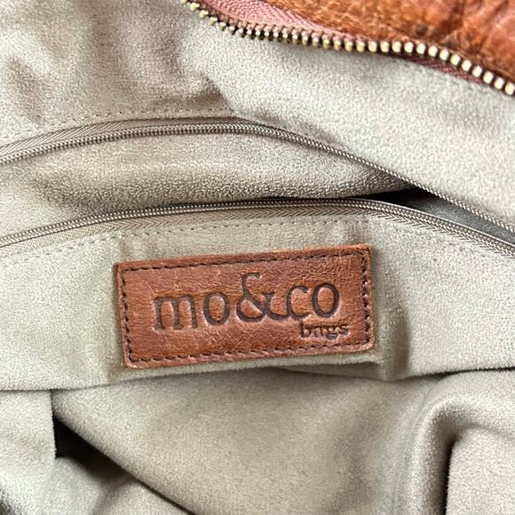 Mo & Co Bags Leather Basketweave Art to Wear Messenger Crossbody Tote - Picture 8 of 9